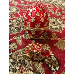 Russian Royal Coronation Egg & Coach, Trinket Jewel Boxes