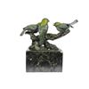 Image 10 : Colorful Finches 3 Birds Bronze Figurine Sculpture on Marble Base 8" x 8"