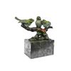 Image 8 : Colorful Finches 3 Birds Bronze Figurine Sculpture on Marble Base 8" x 8"