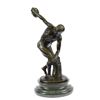 Image 1 : THE DISCOBOLUS OF MYRON Greek Bronze Replica Statue 10" x 7"