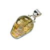 Image 2 : Carved Labradorite Gemstone & Sterling Skeleton Skull Pendant