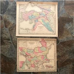 Pair of 19thc Maps, Turkey In Europe & Turkey In Asia