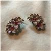Image 1 : Vintage Sarah Coventry Pink Enamel & Crystal Floral Clip On Earrings
