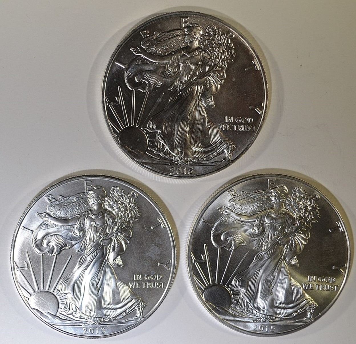 2013, 15 & 16 BU AMERICAN SILVER EAGLES