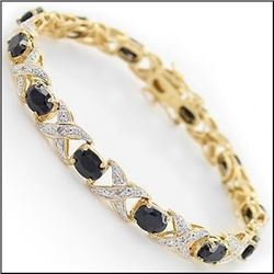 Plated 18KT Yellow Gold 12.45ctw Black Sapphire and Diamond Bracelet