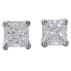 SILVER 2.20ctw Cubic Zirconia Solitaire Earrings