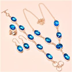 4 Piece Swiss Blue Topaz Jewelry Set