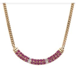 Plated 18KT Yellow Gold 6.18ctw Ruby and Diamond Pendant with Chain