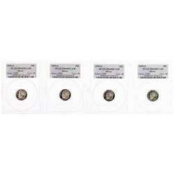 Lot of (4) 1999-S Proof Silver Roosevelt Dime Coins PCGS PR69DCAM