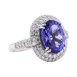 7.05 ctw Tanzanite and Diamond Ring - Platinum