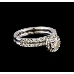 1.17 ctw Diamond Wedding Ring Set - 14KT White Gold