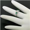 Image 3 : GIA H SI2 Platinum 1.15 ctw Classic 3Stone Round Brilliant Diamond & Emerald Rin