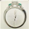 Image 7 : GIA H SI2 Platinum 1.15 ctw Classic 3Stone Round Brilliant Diamond & Emerald Rin