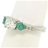 Image 8 : GIA H SI2 Platinum 1.15 ctw Classic 3Stone Round Brilliant Diamond & Emerald Rin