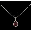 Image 1 : 17.94 ctw Tourmaline and Diamond Pendant With Chain - 18KT White Gold