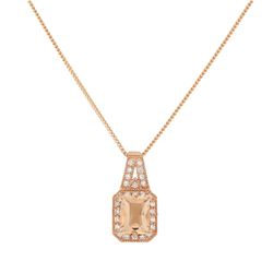 14KT Rose Gold 3.44 ctw Morganite and Diamond Pendant With Chain