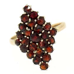 9k Yellow & White Gold 1.5 ctw Rose Cut Deep Red Garnet Cluster Ring