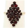 Image 5 : 9k Yellow & White Gold 1.5 ctw Rose Cut Deep Red Garnet Cluster Ring