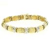 Image 1 : 14K Two Tone Gold 1.35 ctw Round Diamond Textured X O Oval Link Tennis Bracelet