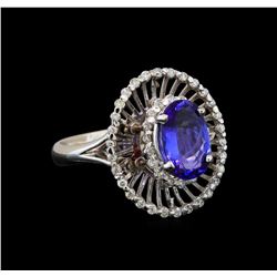 14KT White Gold 1.80 ctw Tanzanite and Diamond Ring