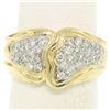 Image 1 : 18K Yellow Gold 0.50 ctw F VS1 Pave Set Round Diamond Wavy Wide Band Ring