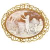 Image 1 : 14k Solid Gold  Carved Shell Open Nugget Cameo Brooch Pendant