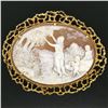 Image 2 : 14k Solid Gold  Carved Shell Open Nugget Cameo Brooch Pendant