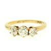 Image 1 : 14K Yellow Gold .90 ctw 3 Stone Set Old Mine Cut Diamond Ring