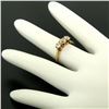 Image 2 : 14K Yellow Gold .90 ctw 3 Stone Set Old Mine Cut Diamond Ring