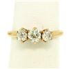 Image 3 : 14K Yellow Gold .90 ctw 3 Stone Set Old Mine Cut Diamond Ring