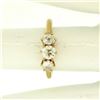 Image 4 : 14K Yellow Gold .90 ctw 3 Stone Set Old Mine Cut Diamond Ring