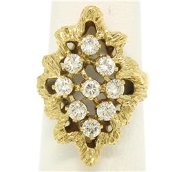 18K Yellow Gold 1.00 ctw F VS1 Diamond Open Textured Nugget Cocktail Ring