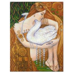 Irina Karkabi, "Swann" Hand Embellished Limited Edition on Canvas, Numbered and Hand Signed with Let