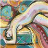 Image 2 : Isaac Maimon, "Violet Nude" Original Acrylic Painting, Hand Signed with Certificate of Authenticity.
