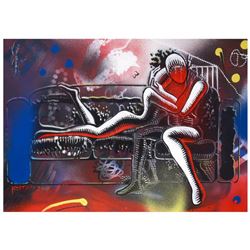 Mark Kostabi "Beyond Tomorrow" Hand Signed Original Artwork with COA.