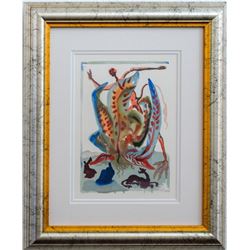 Salvador Dali- Original Color Woodcut on B.F.K. Rives Paper "Purgatory Canto 23"