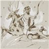 Image 2 : Marta Wiley, "Diana" Original Ink Sketch, Hand Signed and Thumb Printed with Certificate of Authenti