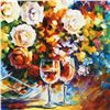 Image 2 : Leonid Afremov "Roses and Wine" Limited Edition Giclee on Canvas, Numbered and Signed; Certificate o