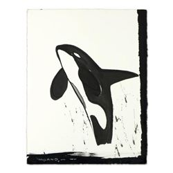 Wyland, "Orca" Original Sumi Ink Painting, Hand Signed with Certificate of Authenticity.