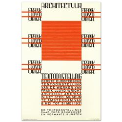 "Architectuur, F.L. Wright" Hand Pulled Lithograph by the RE Society, Image Originally by Hendrikus 