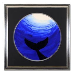 Wyland -"Whale Tail" Framed Original Watercolor Painting, Hand Signed with Certificate of Authentici