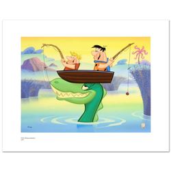  Fred and Barney Fishing  Limited Edition Giclee from Hanna-Barbera, Numbered with Hologram Seal and