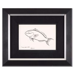 Wyland -  Tropical Fish  Framed Original Sketch, Hand Signed with Certificate of Authenticity.