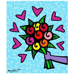 Romero Britto  Thank You  Hand Signed Limited Edition Giclee on Canvas; COA