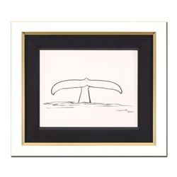 Wyland, "Whale Tail" Framed Original Sketch, Hand Signed with Certificate of Authenticity.