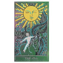 Steve Kaufman (1960-2010)  Tarot, The Sun  One of a kind Hand Painted Silkscreen on Canvas Numbered 