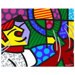 Romero Britto  Tennis Match  Hand Signed Giclee on Canvas; Authenticated