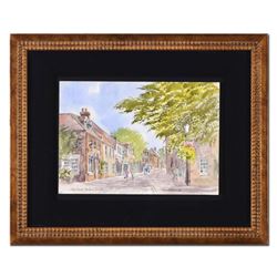 Martin Goode (1932-2002), "King Street, Thetford, Norfolk" Framed Original Watercolor Painting, Hand