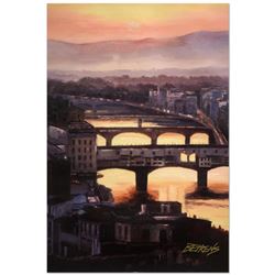 Howard Behrens (1933-2014),  Sunset at the Ponte Vecchio (Florence)  Limited Edition Hand Embellishe