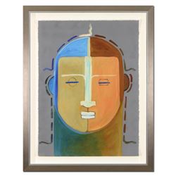 Gaylord Soli, "The Profile" Framed Original Mixed Media Acrylic Painting, Hand Signed with Certifica